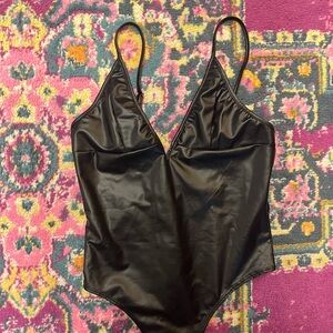 Adika v-neck leather bodysuit